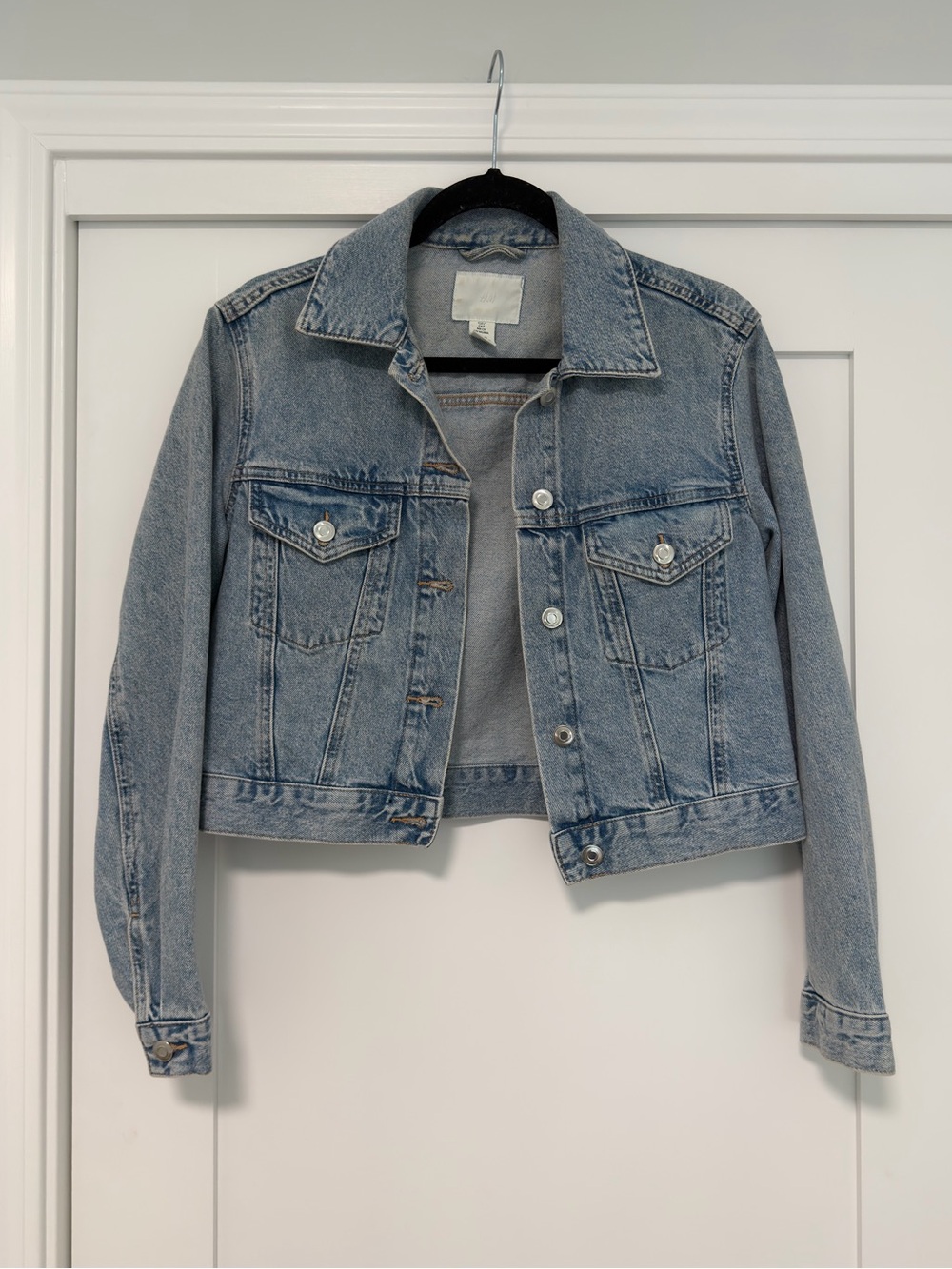 Cropped Light Wash Denim Jacket